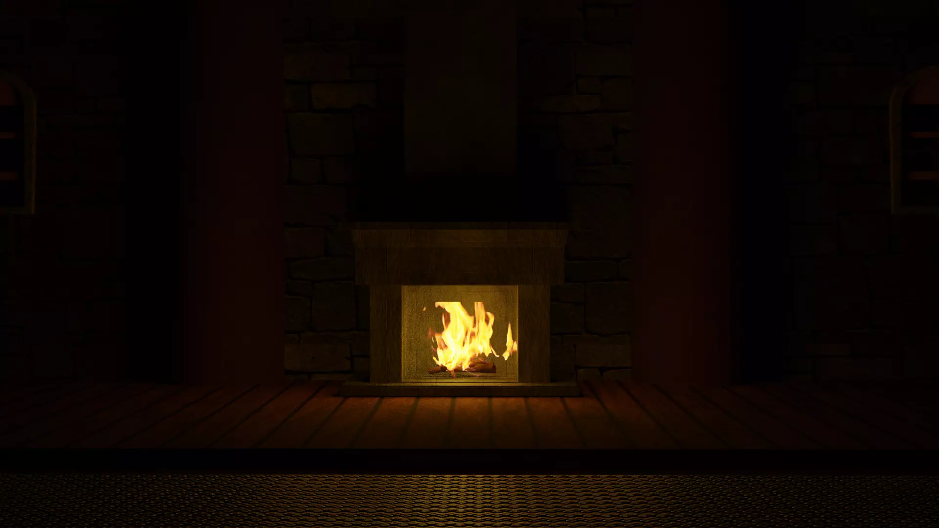 medieval fireplace lowpoly Low-poly 3D model_0