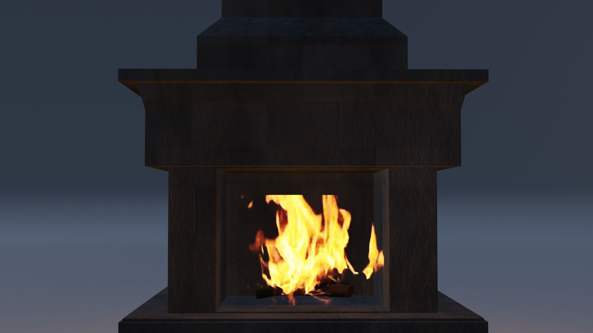 medieval fireplace lowpoly Low-poly 3D model_3