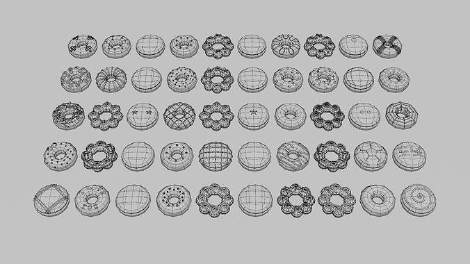 Donut Pack Low-poly 3D model 7