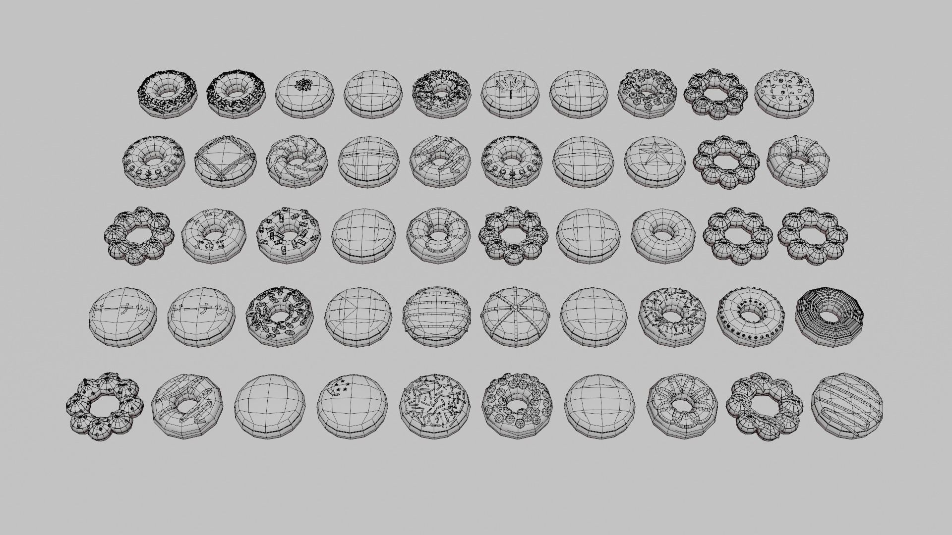 Donut Pack Low-poly 3D model_4