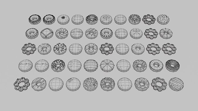 Donut Pack Low-poly 3D model 5