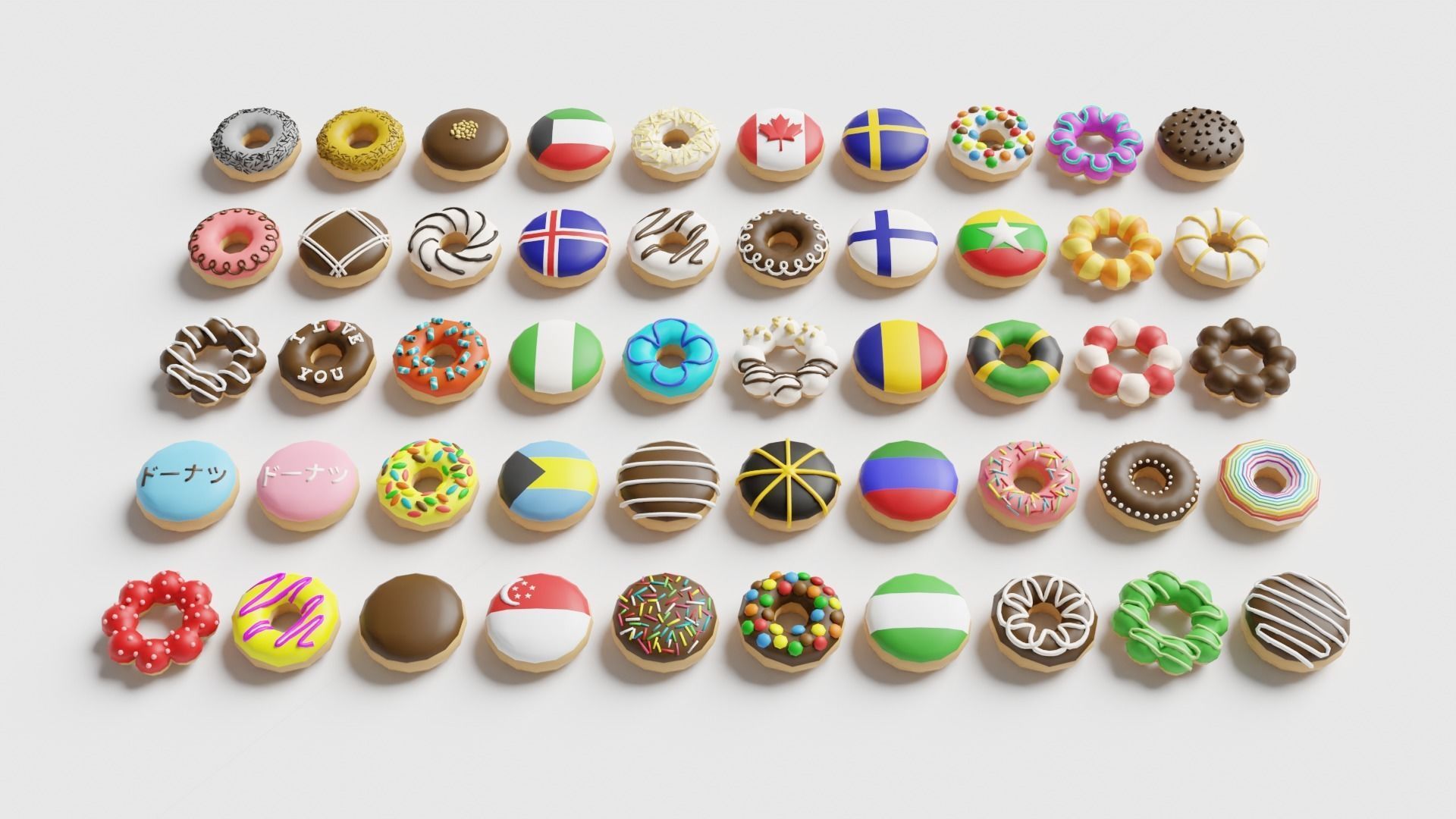 Donut Pack Low-poly 3D model_3