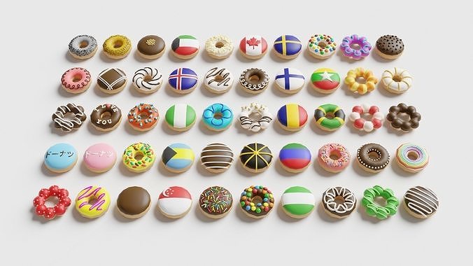 Donut Pack Low-poly 3D model 4