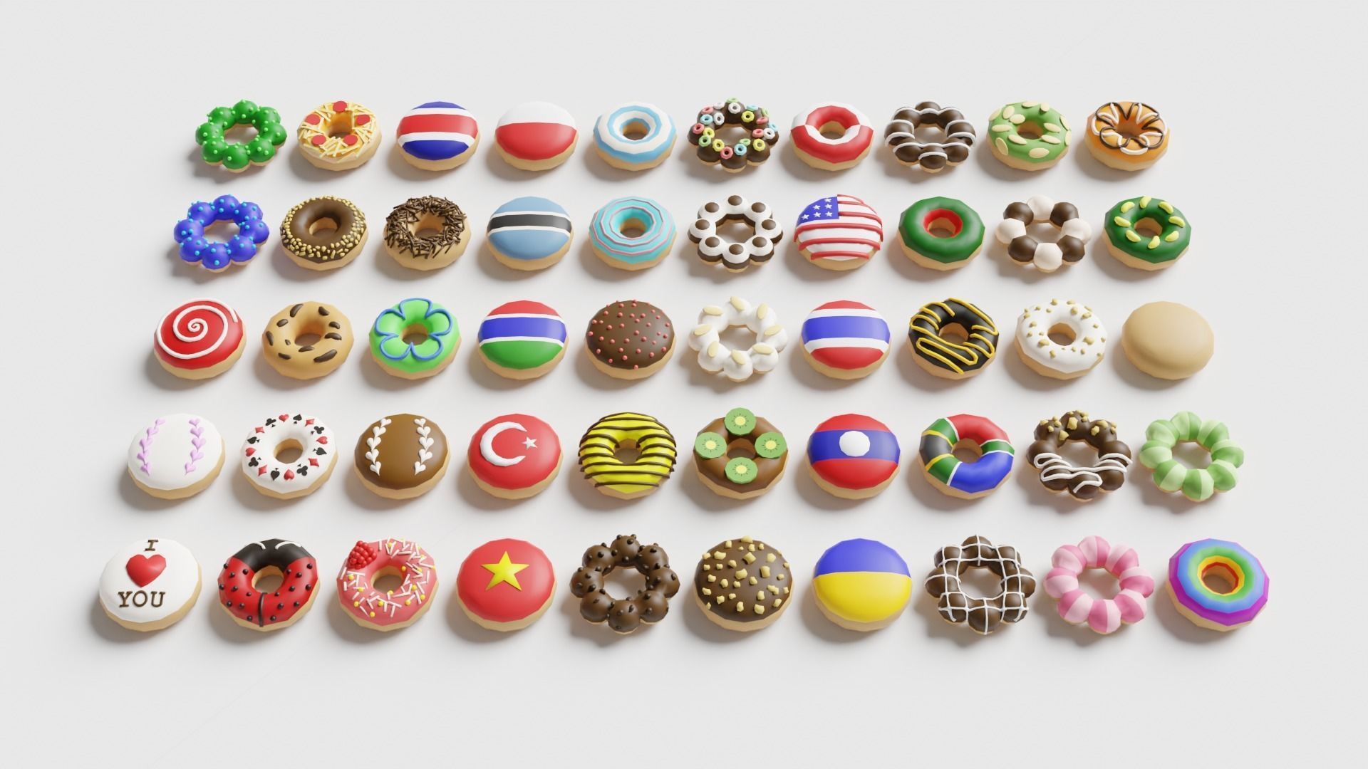 Donut Pack Low-poly 3D model_7