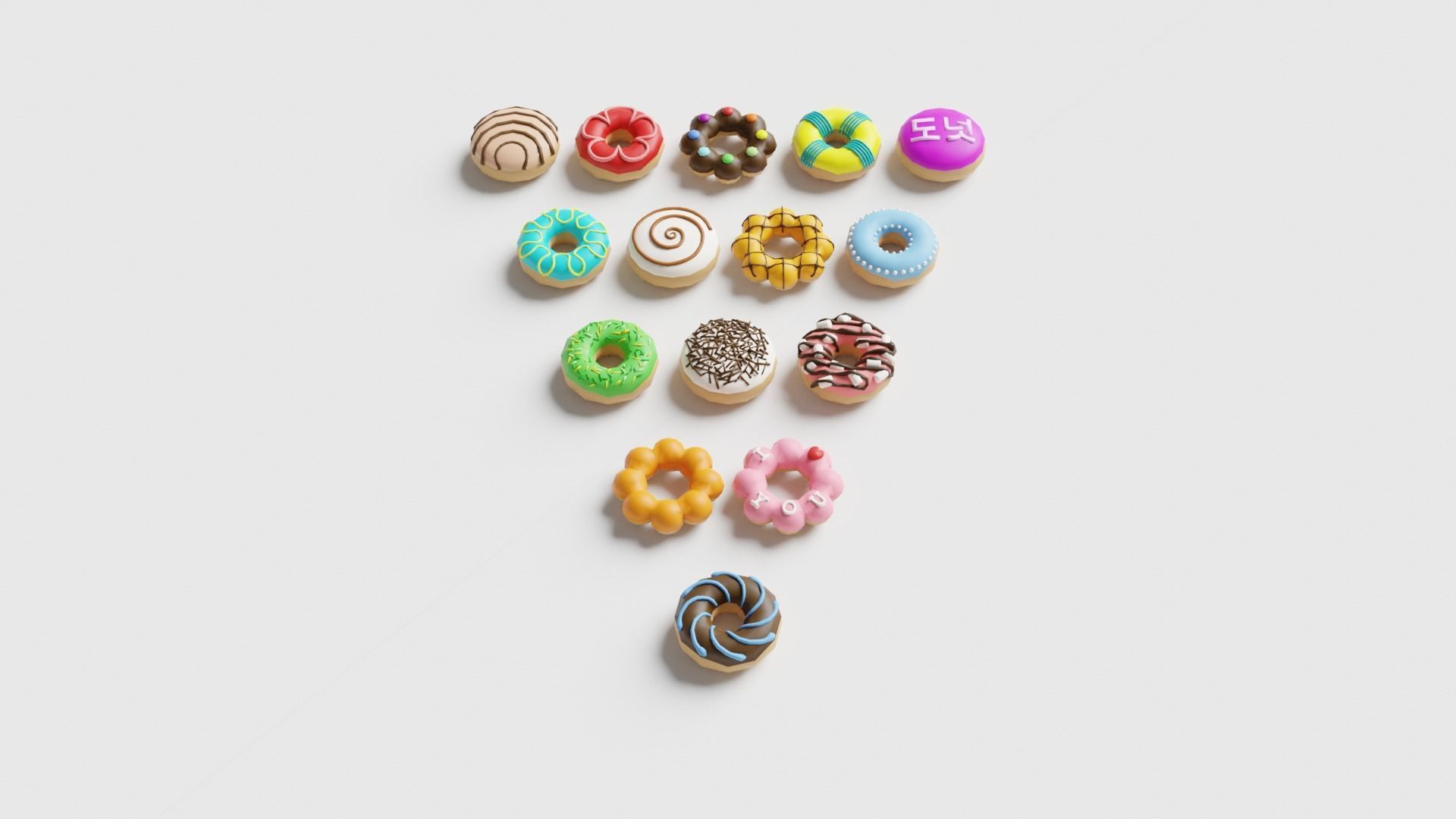 Donut Pack Low-poly 3D model_15