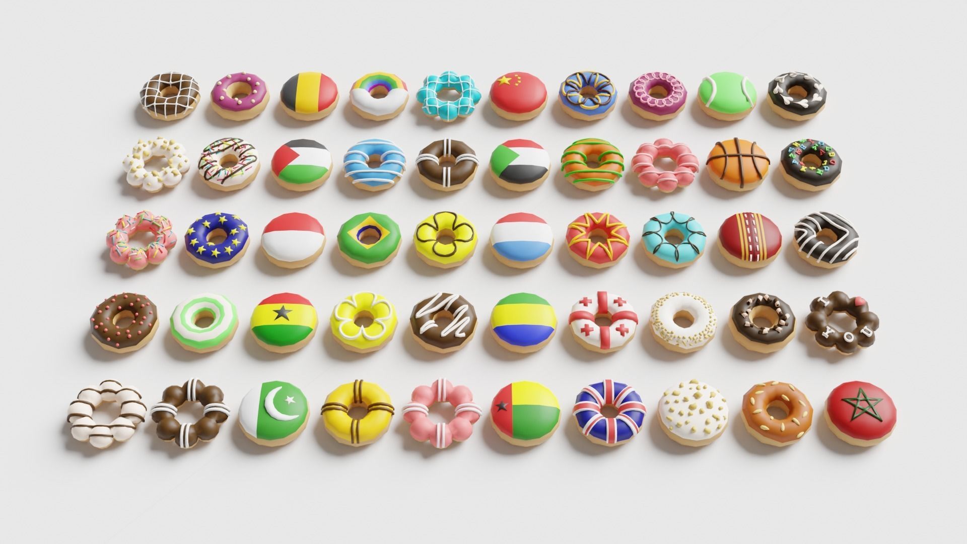 Donut Pack Low-poly 3D model_13