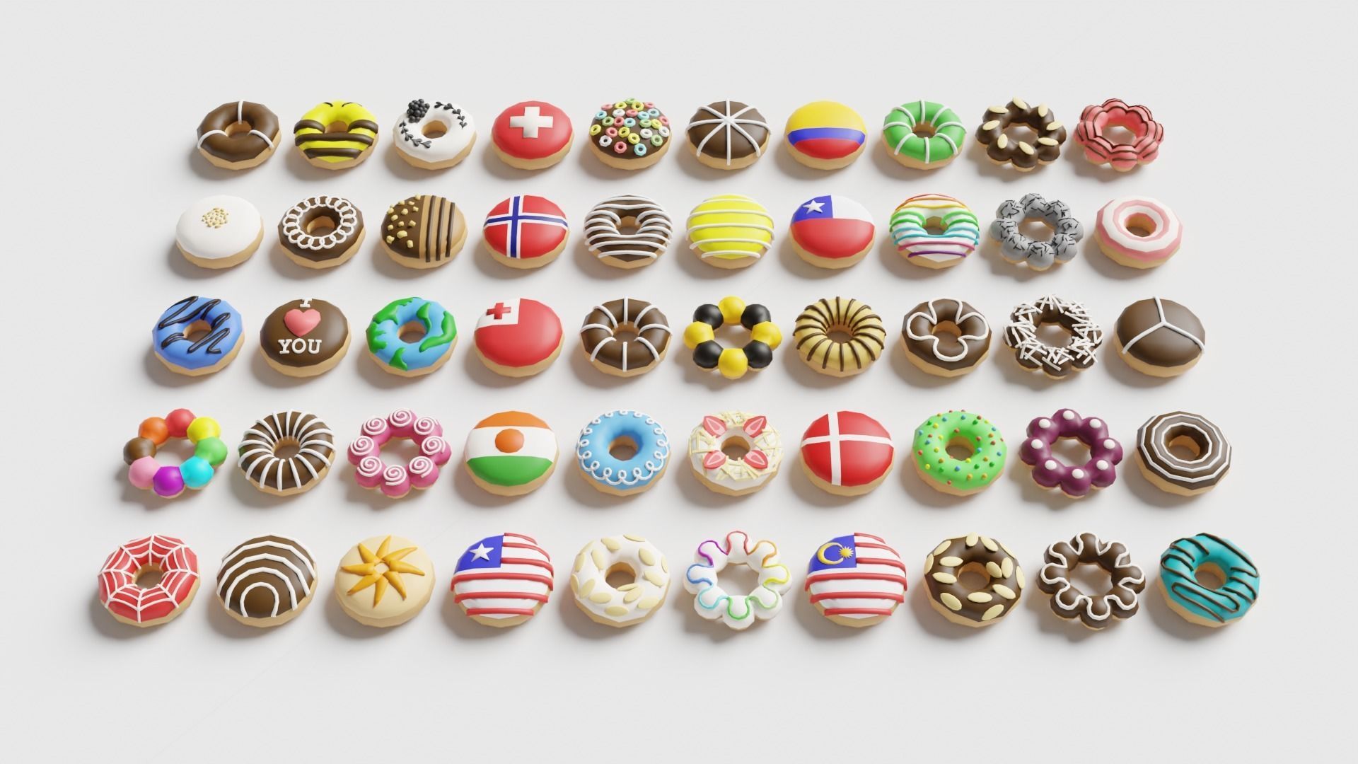 Donut Pack Low-poly 3D model_11