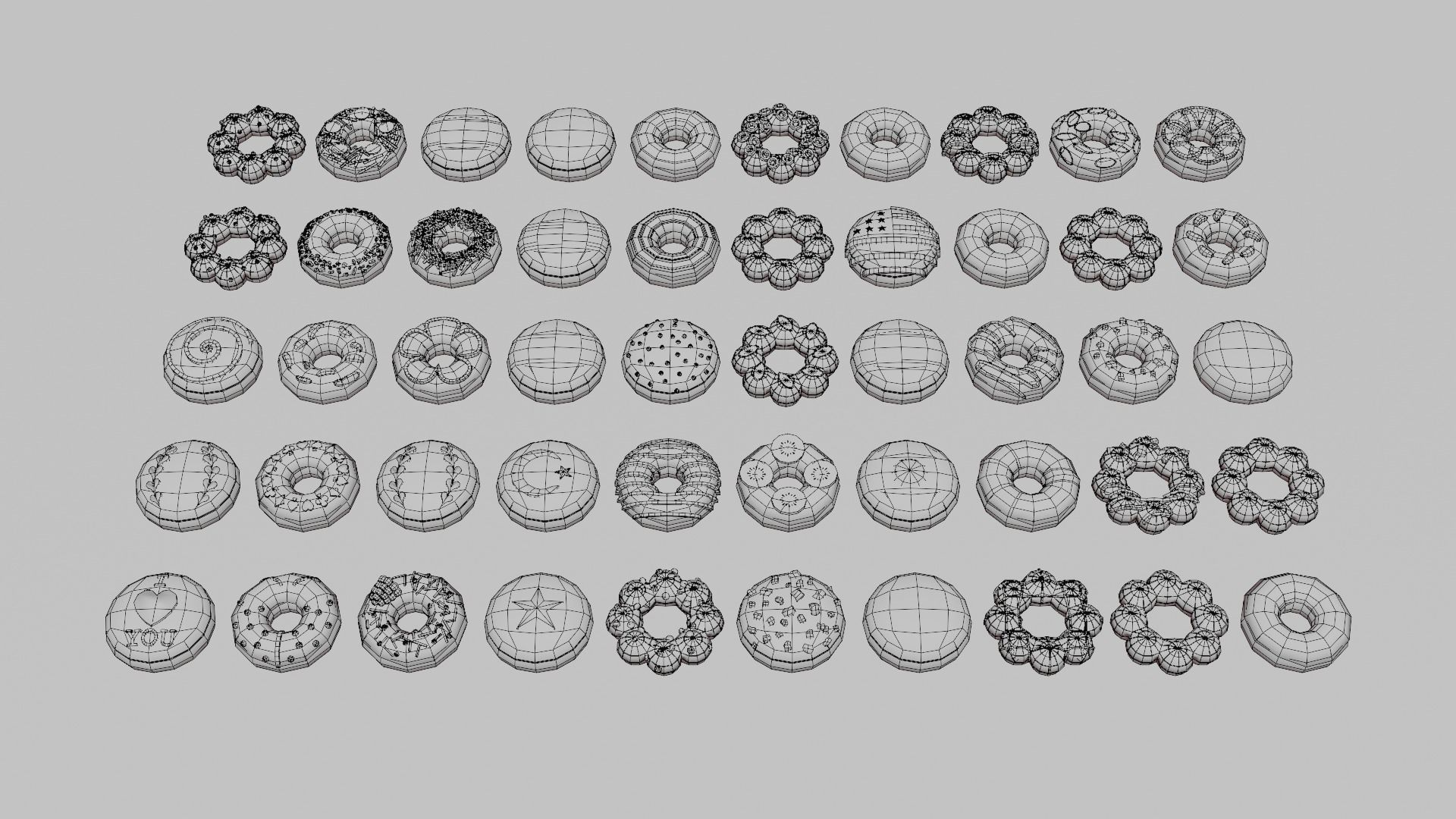 Donut Pack Low-poly 3D model_8