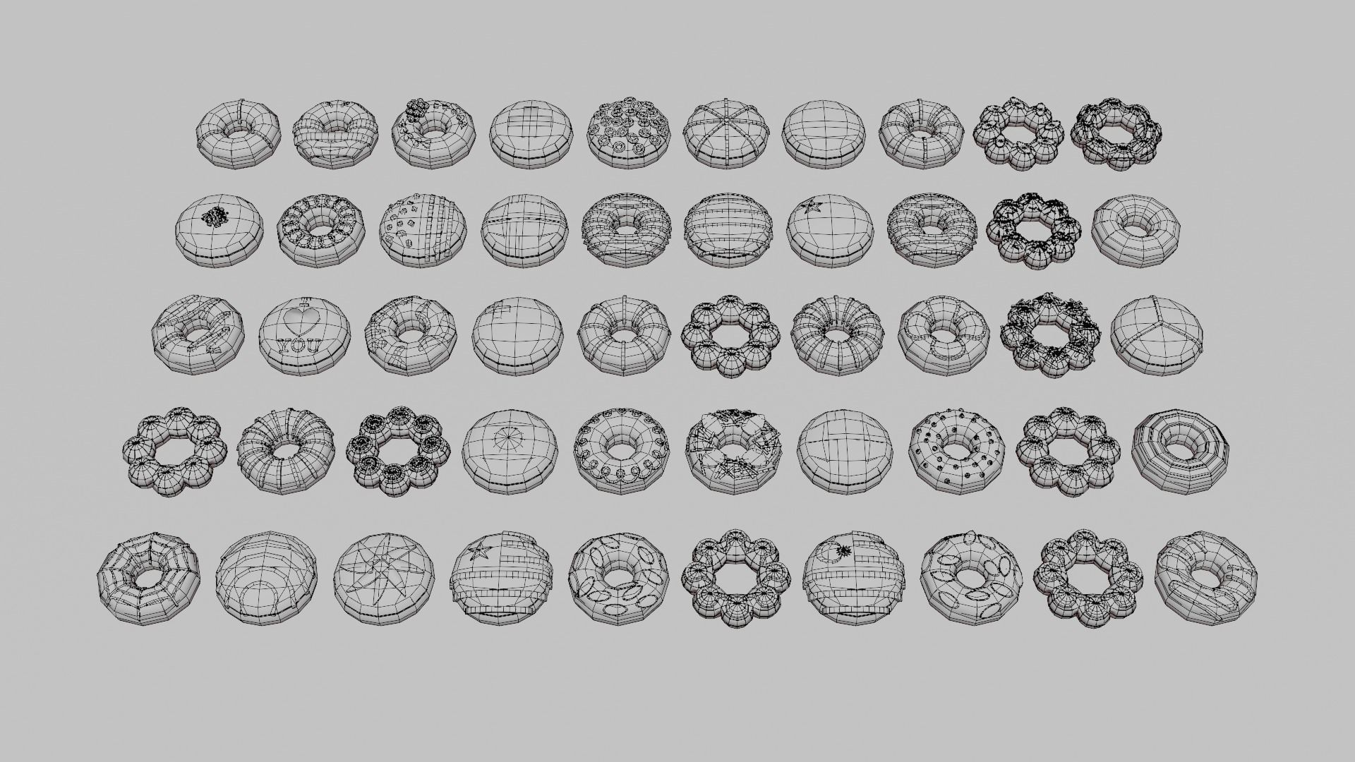 Donut Pack Low-poly 3D model_12