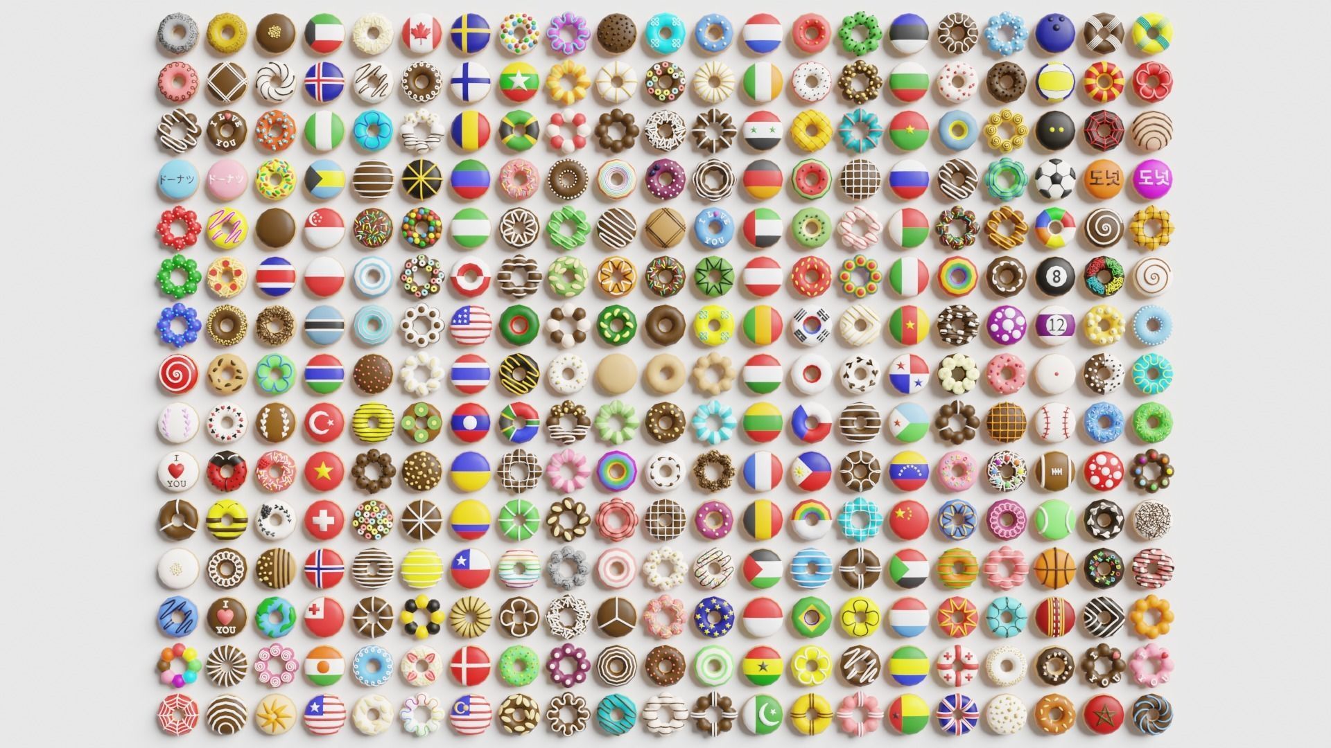 Donut Pack Low-poly 3D model_1