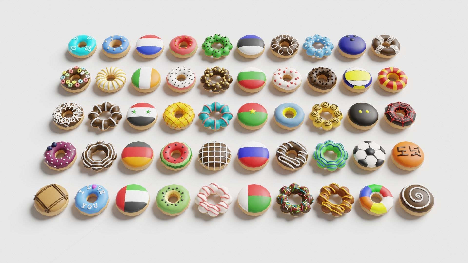 Donut Pack Low-poly 3D model_5