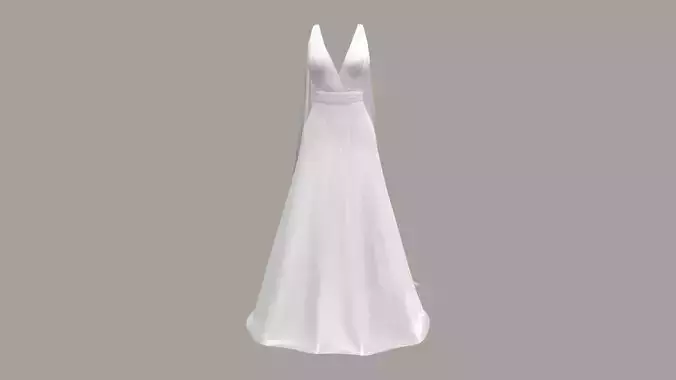 Long Gown With Elegant Cape Low-poly 3D model