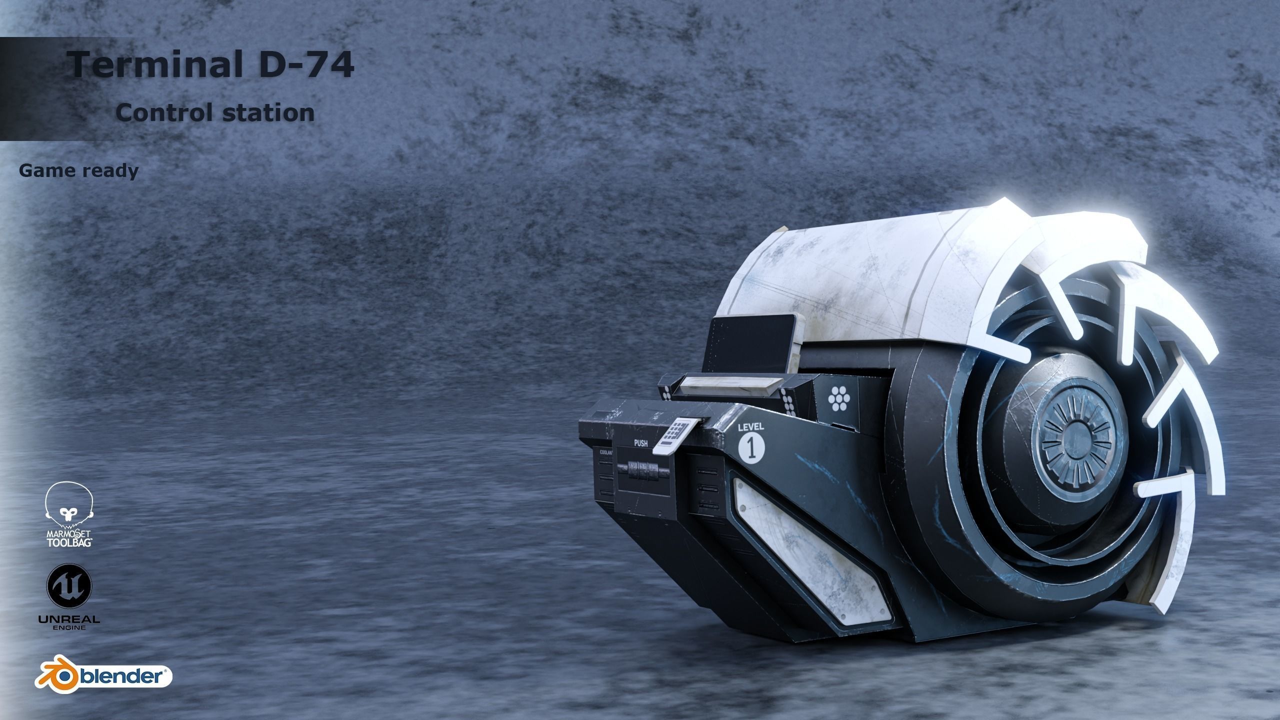 Sci fi computer terminal game asset Low-poly 3D model_1