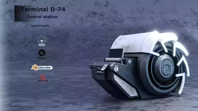 Sci fi computer terminal game asset Low-poly 3D model Sci fi computer terminal game asset Low-poly 3D model