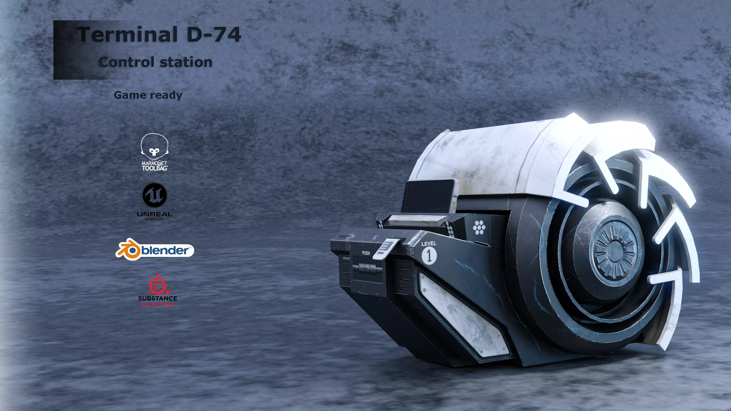 Sci fi computer terminal game asset Low-poly 3D model_0