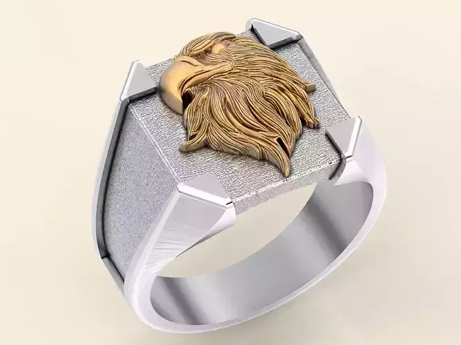 Eagle ring man gold silver  jewelry printable 3D model
