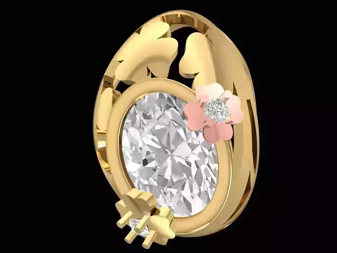 diamond women pendant with 2 small flower 3290