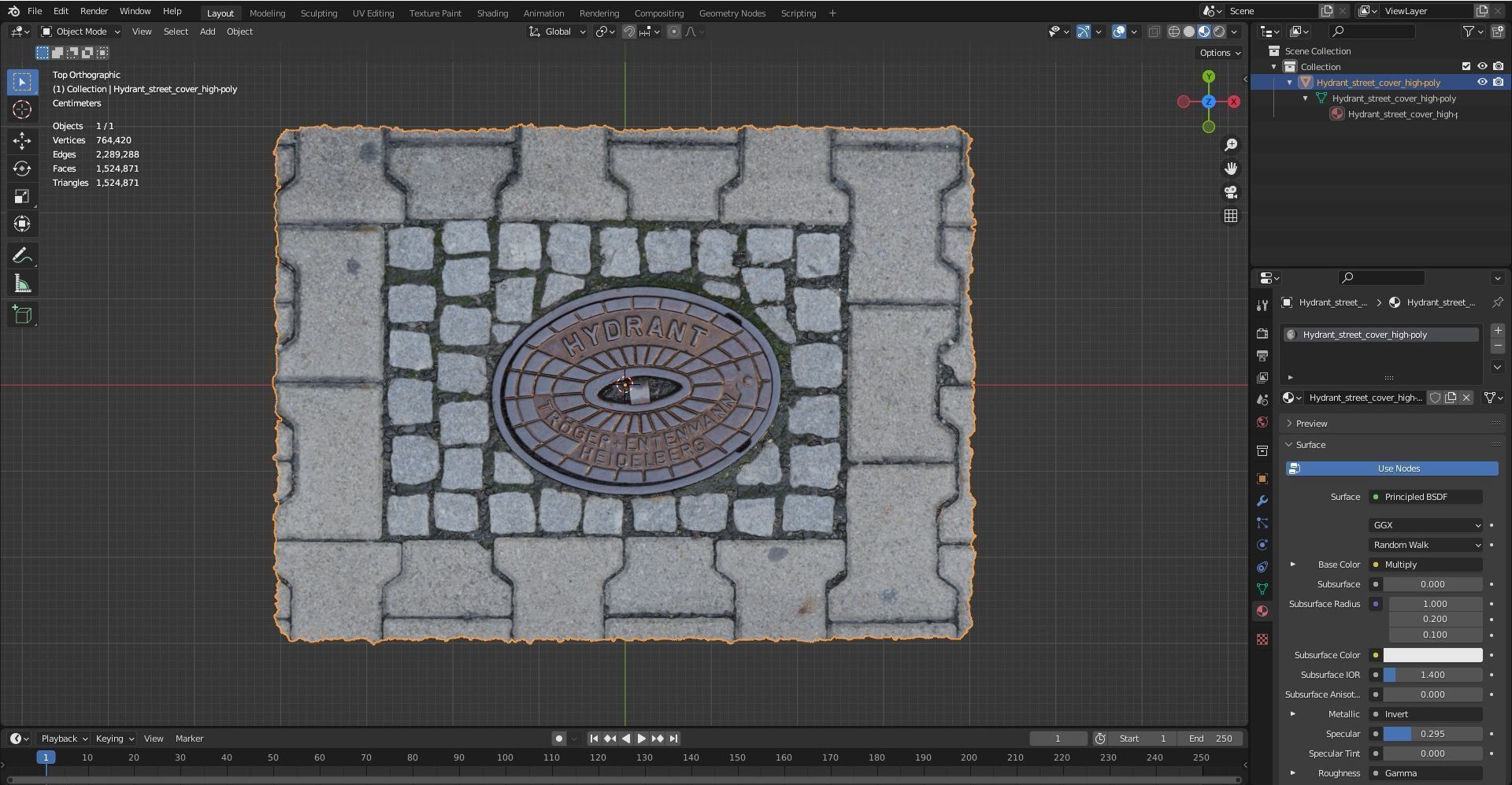 Hydrant street cover high-poly 3D model_21