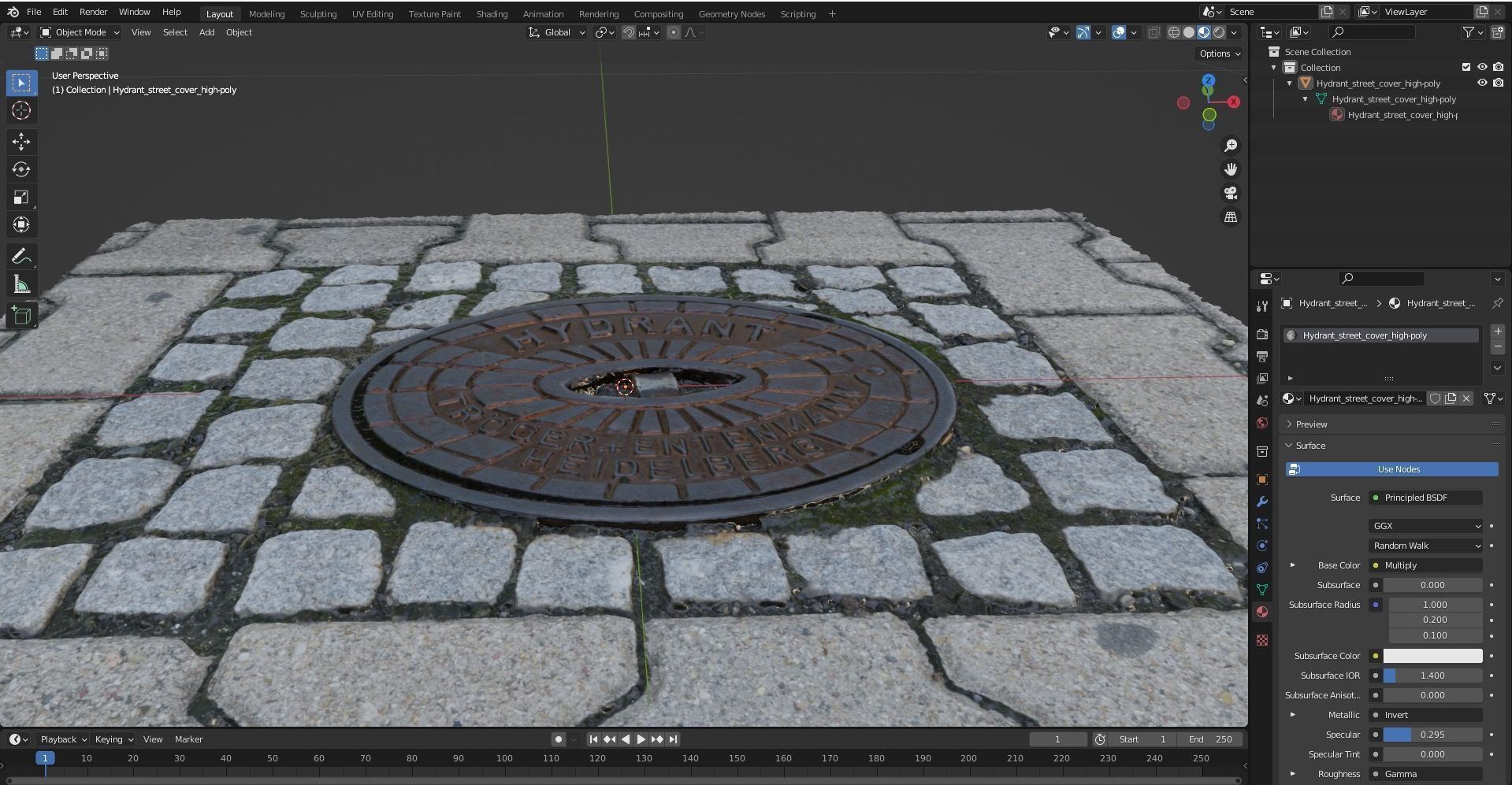 Hydrant street cover high-poly 3D model_22