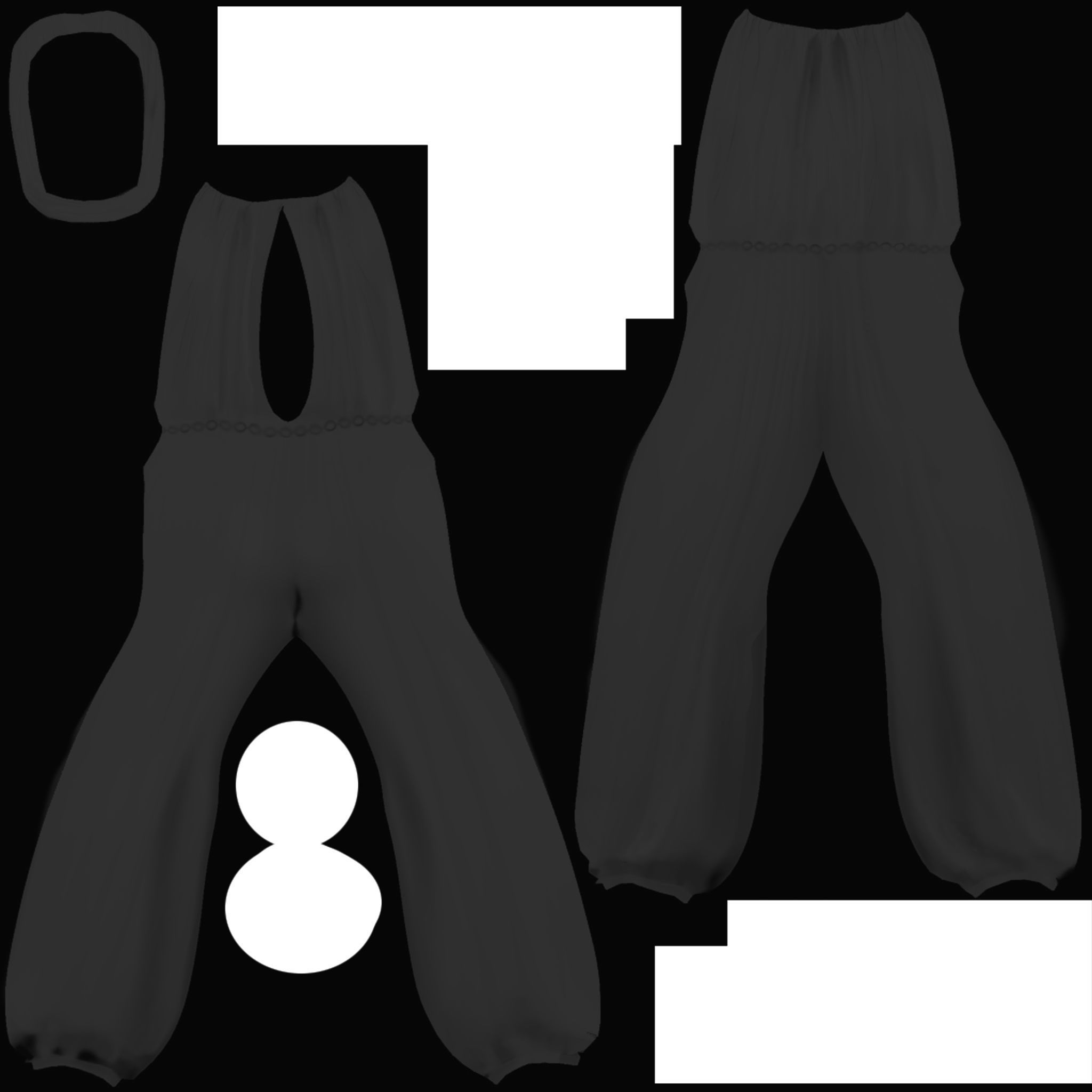 Ladies Side Slit Jumpsuit With Chain Belt Low-poly 3D model_12