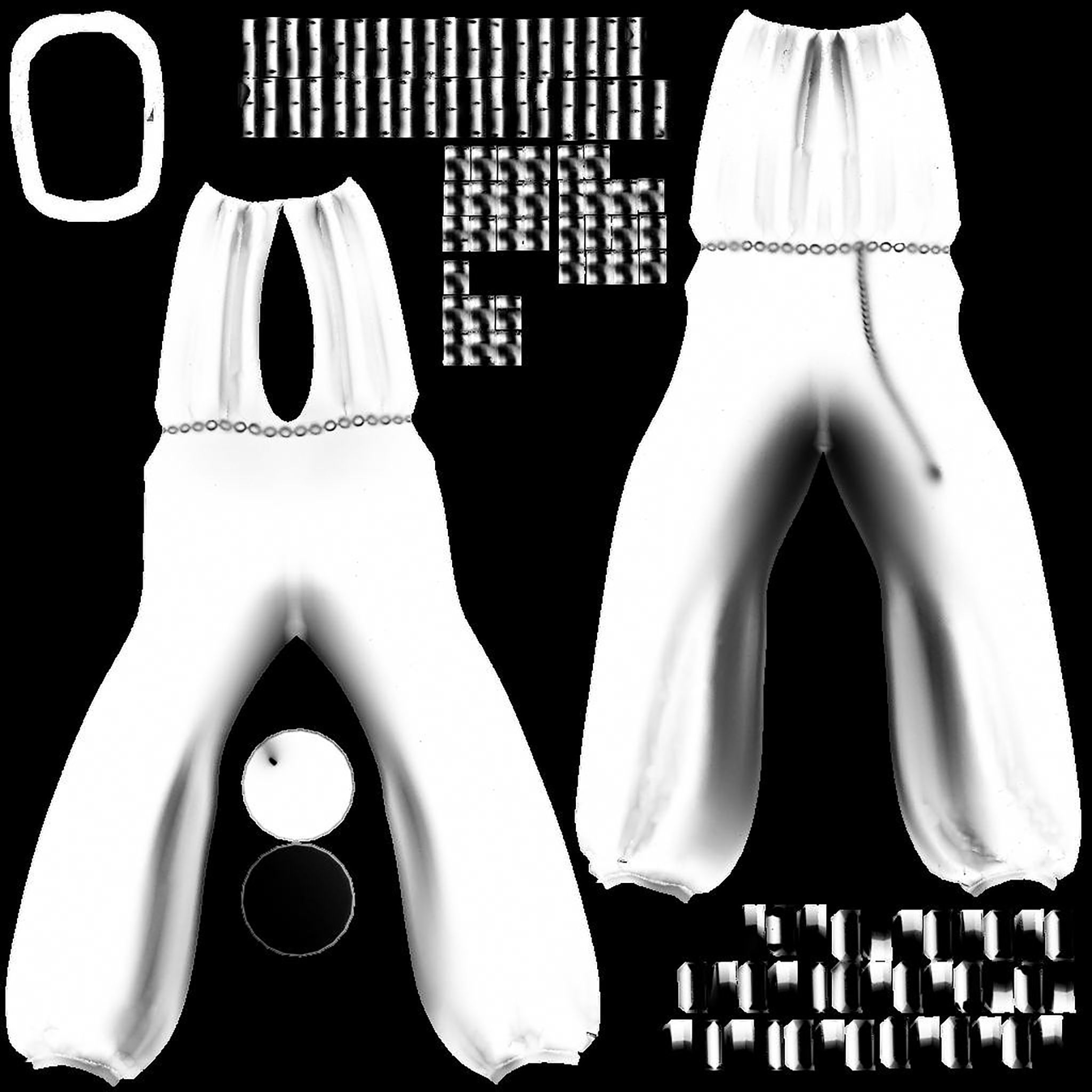 Ladies Side Slit Jumpsuit With Chain Belt Low-poly 3D model_13