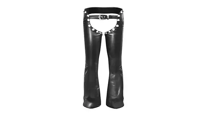 Black Leather Female Chaps