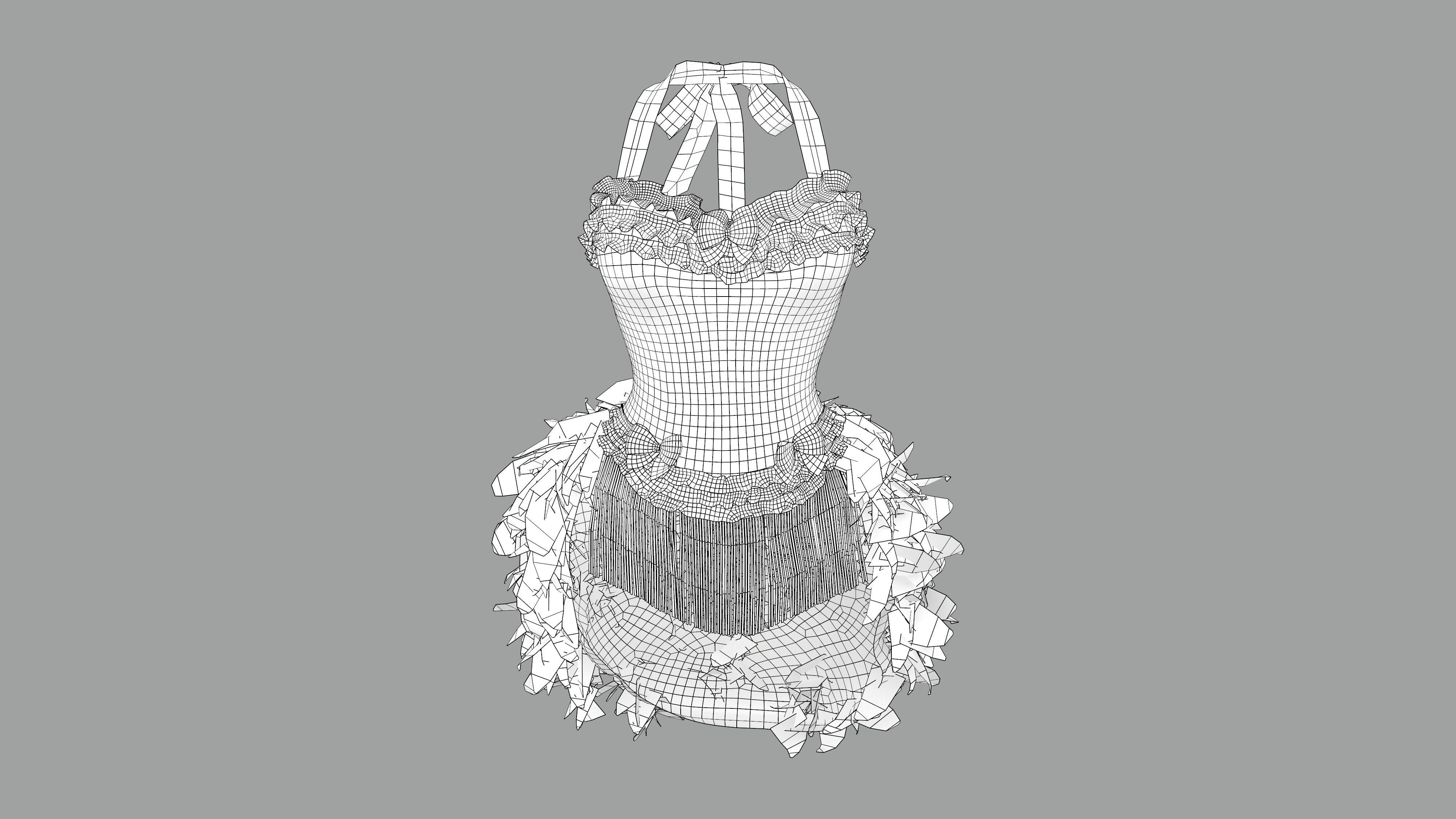 Corset With Feather Tail Low-poly 3D model_7
