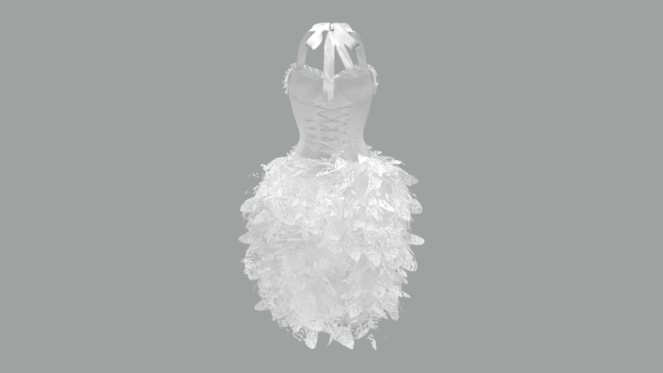 Corset With Feather Tail Low-poly 3D model_5