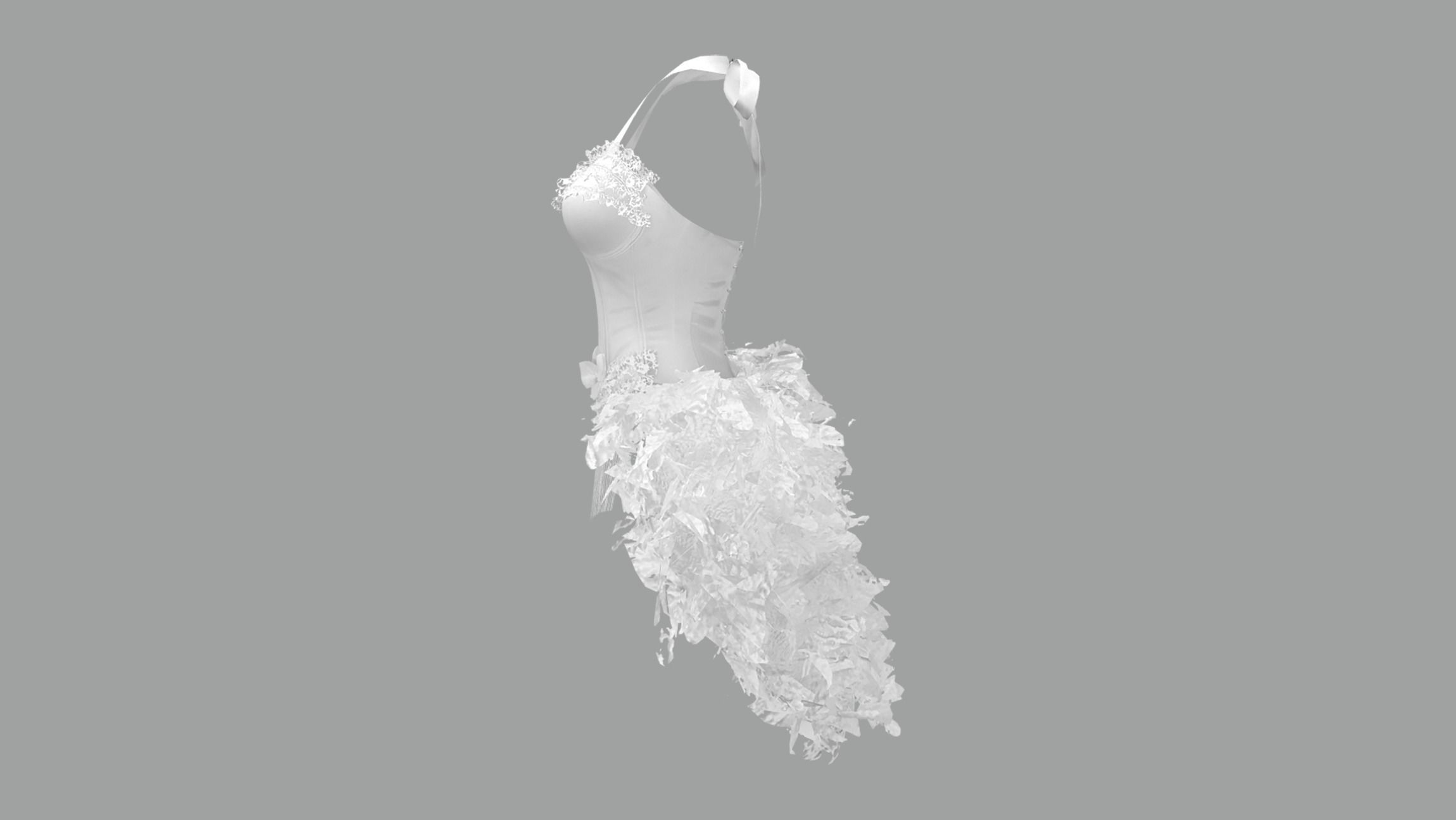 Corset With Feather Tail Low-poly 3D model_4