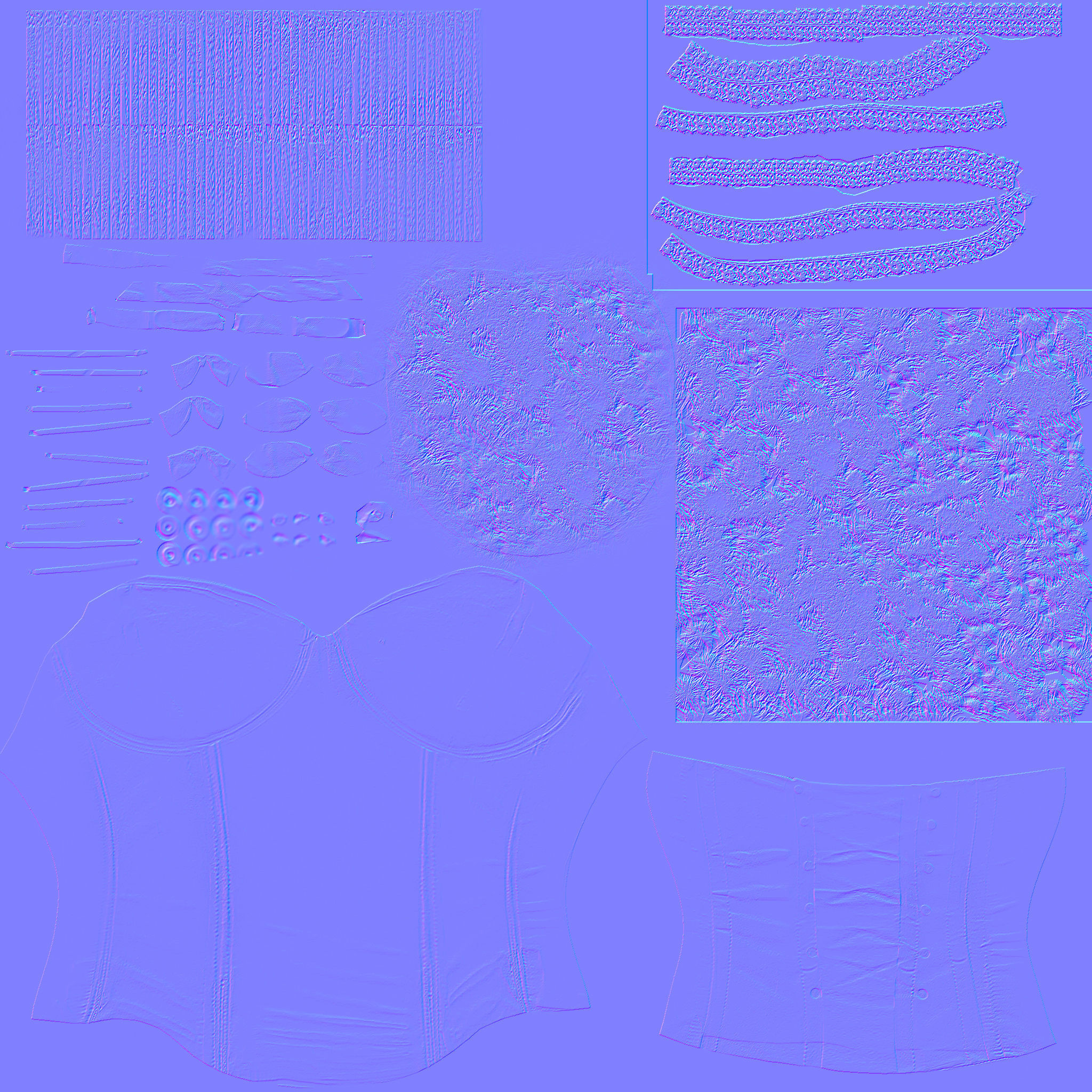 Corset With Feather Tail Low-poly 3D model_11