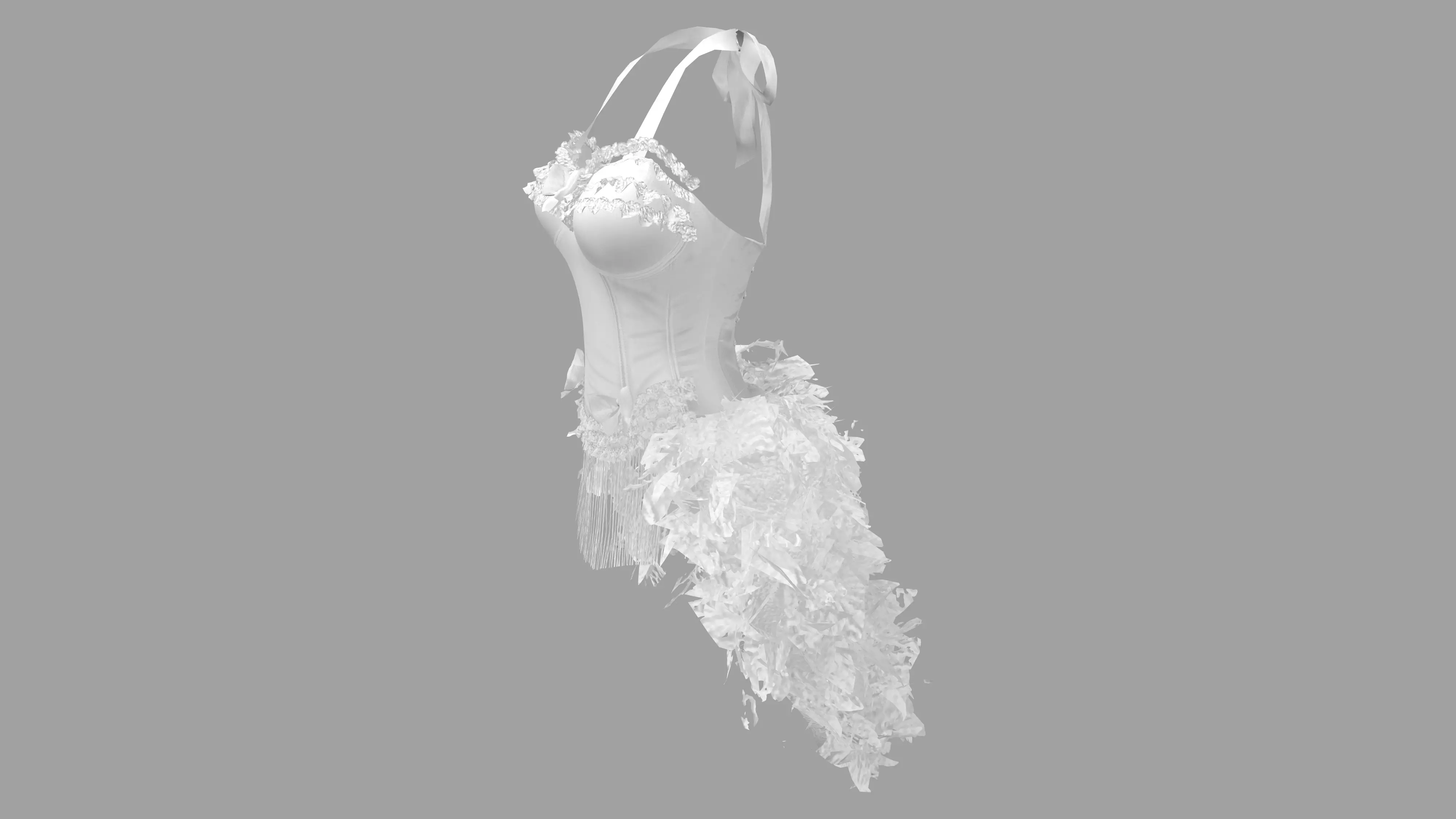 Corset With Feather Tail Low-poly 3D model_0