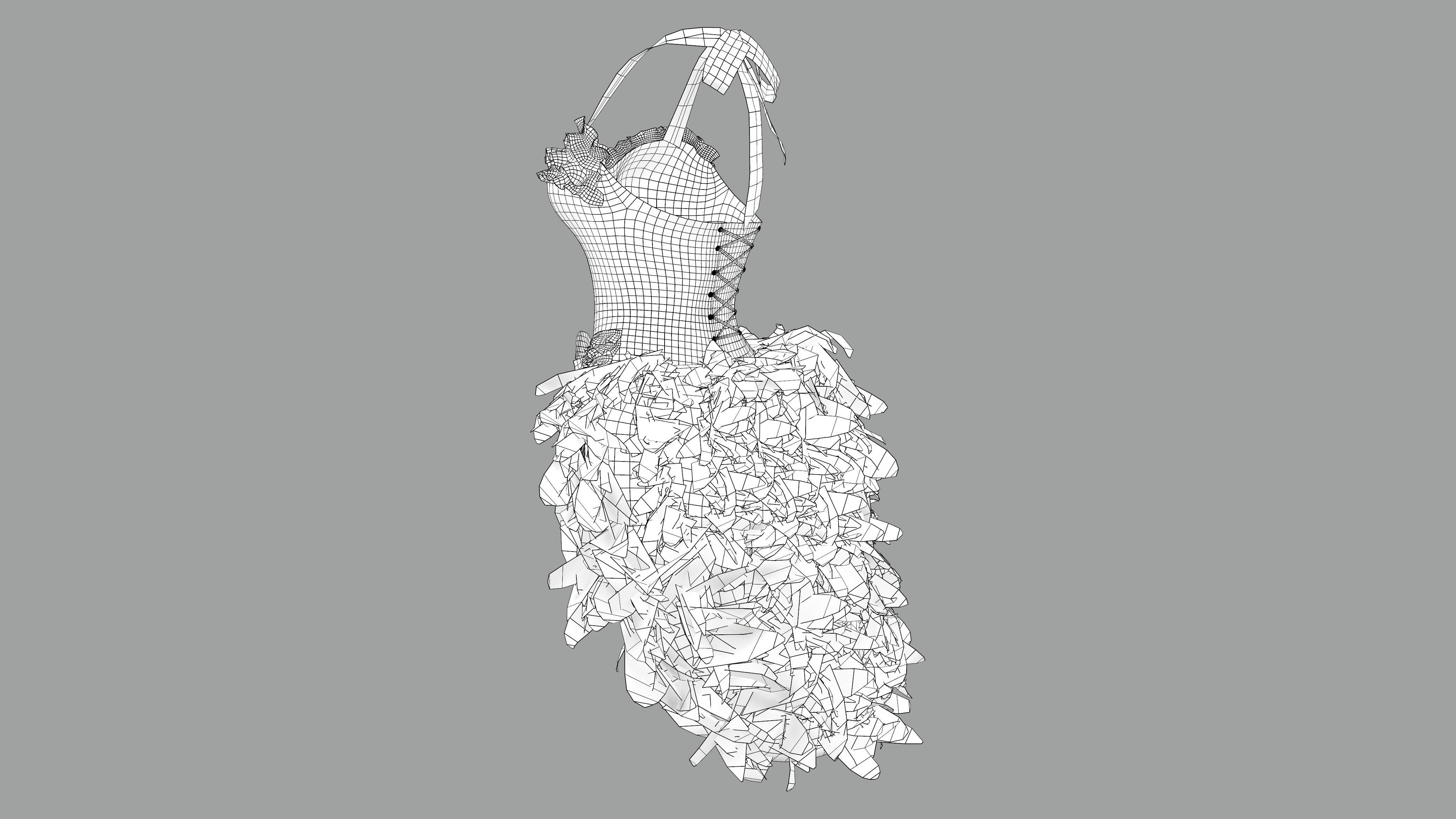 Corset With Feather Tail Low-poly 3D model_8