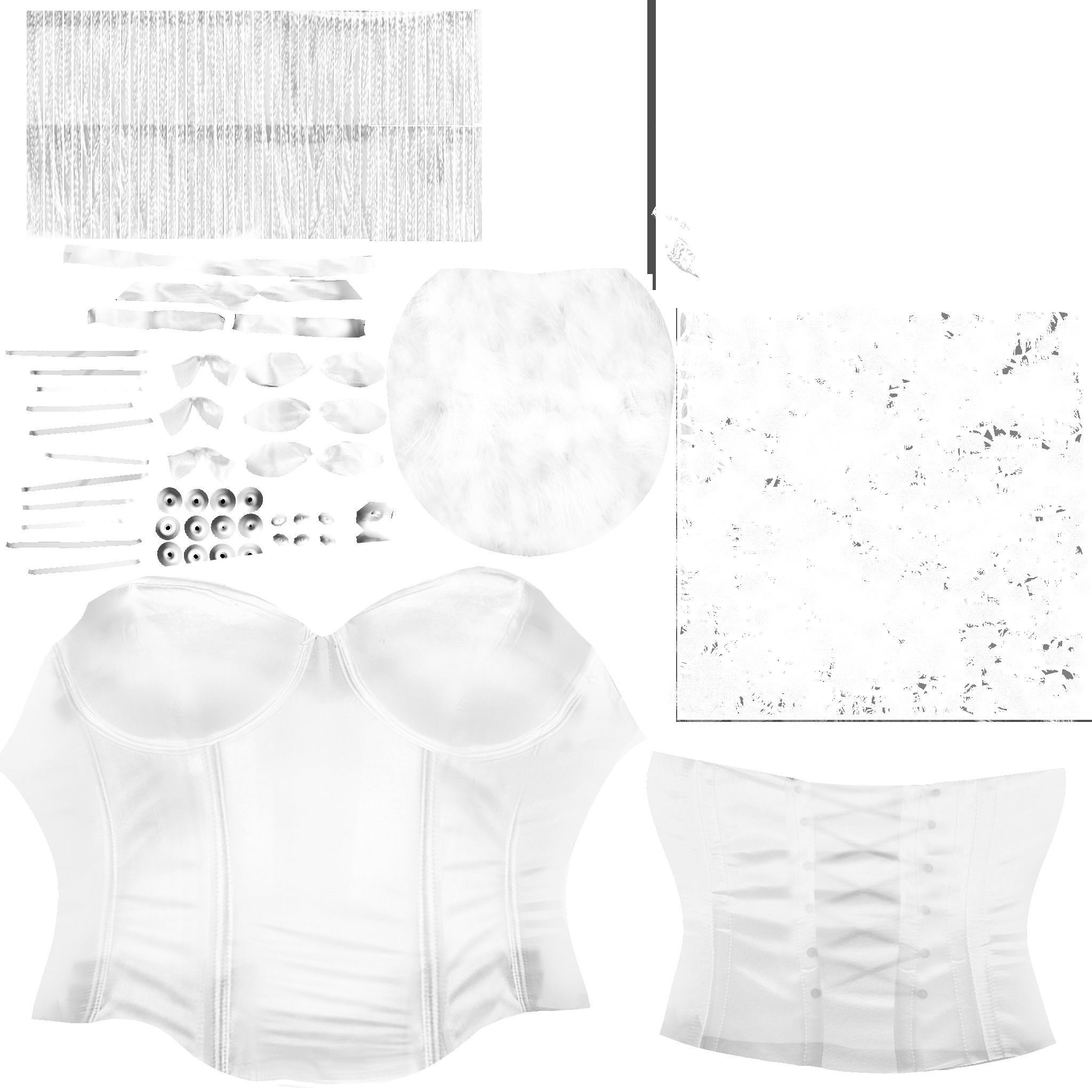 Corset With Feather Tail Low-poly 3D model_10