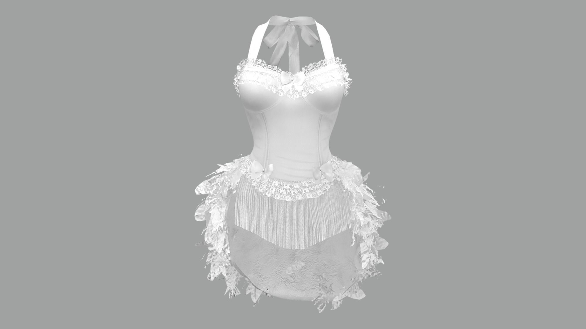 Corset With Feather Tail Low-poly 3D model_3