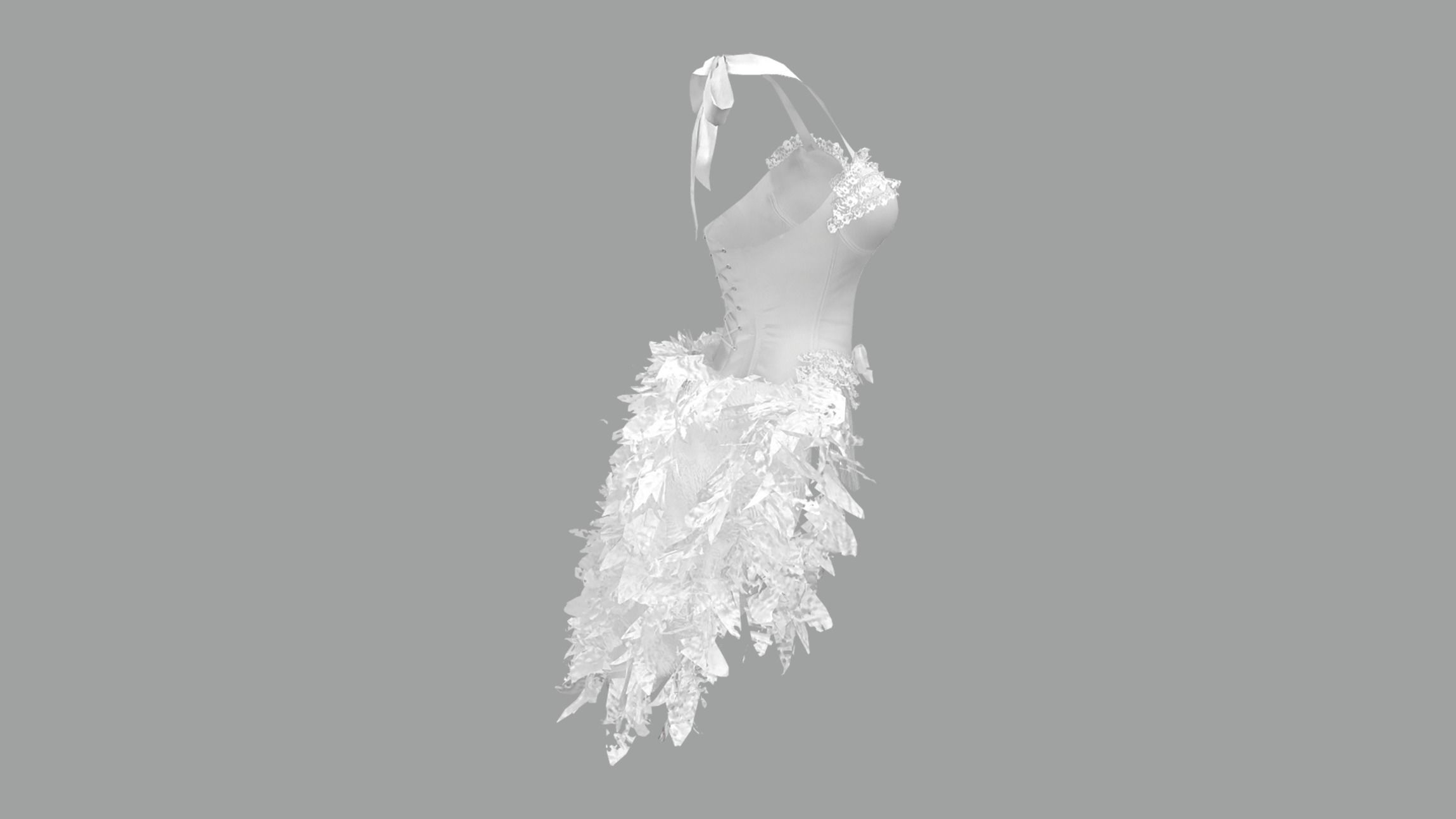 Corset With Feather Tail Low-poly 3D model_6