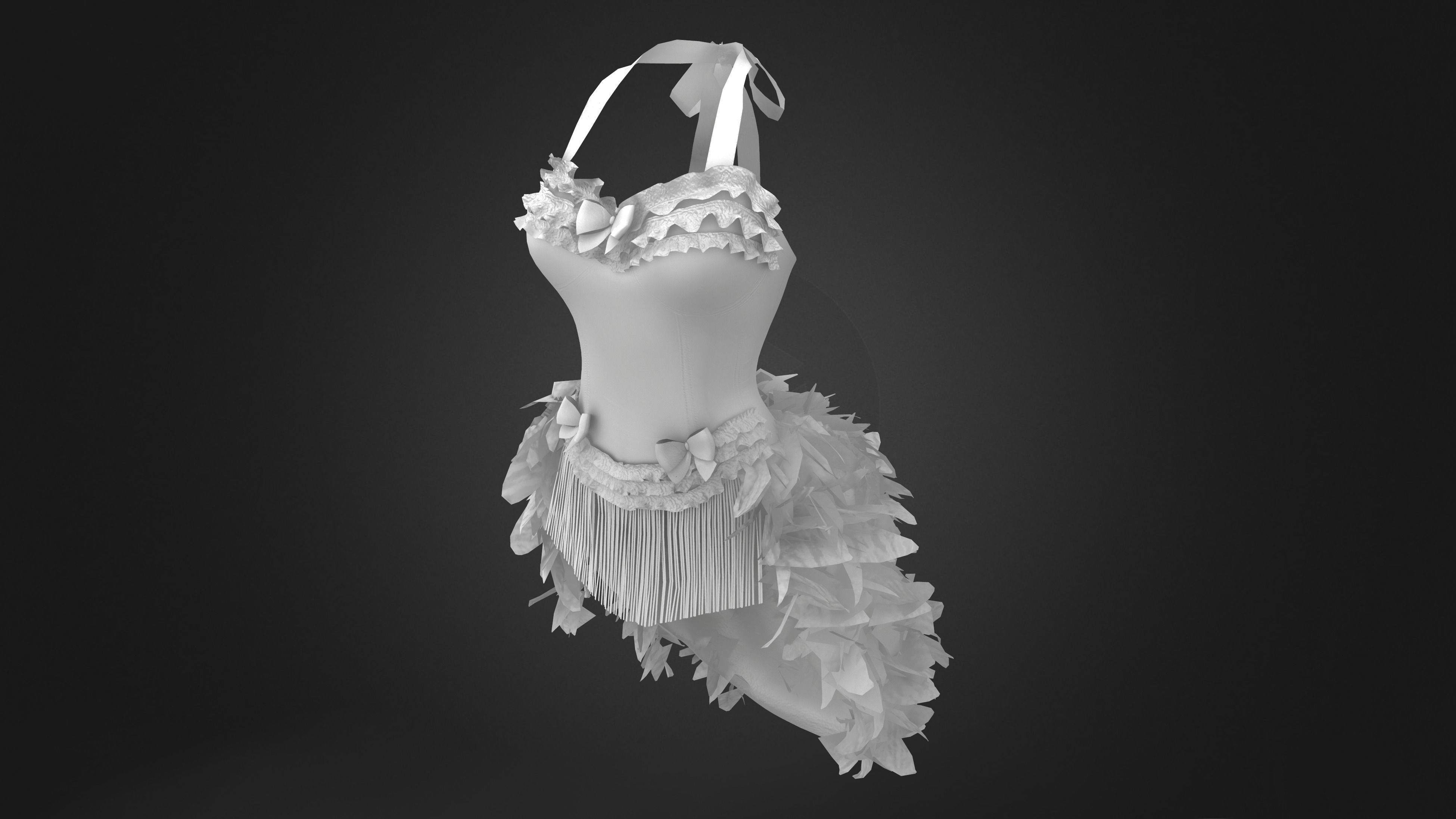 Corset With Feather Tail Low-poly 3D model_9