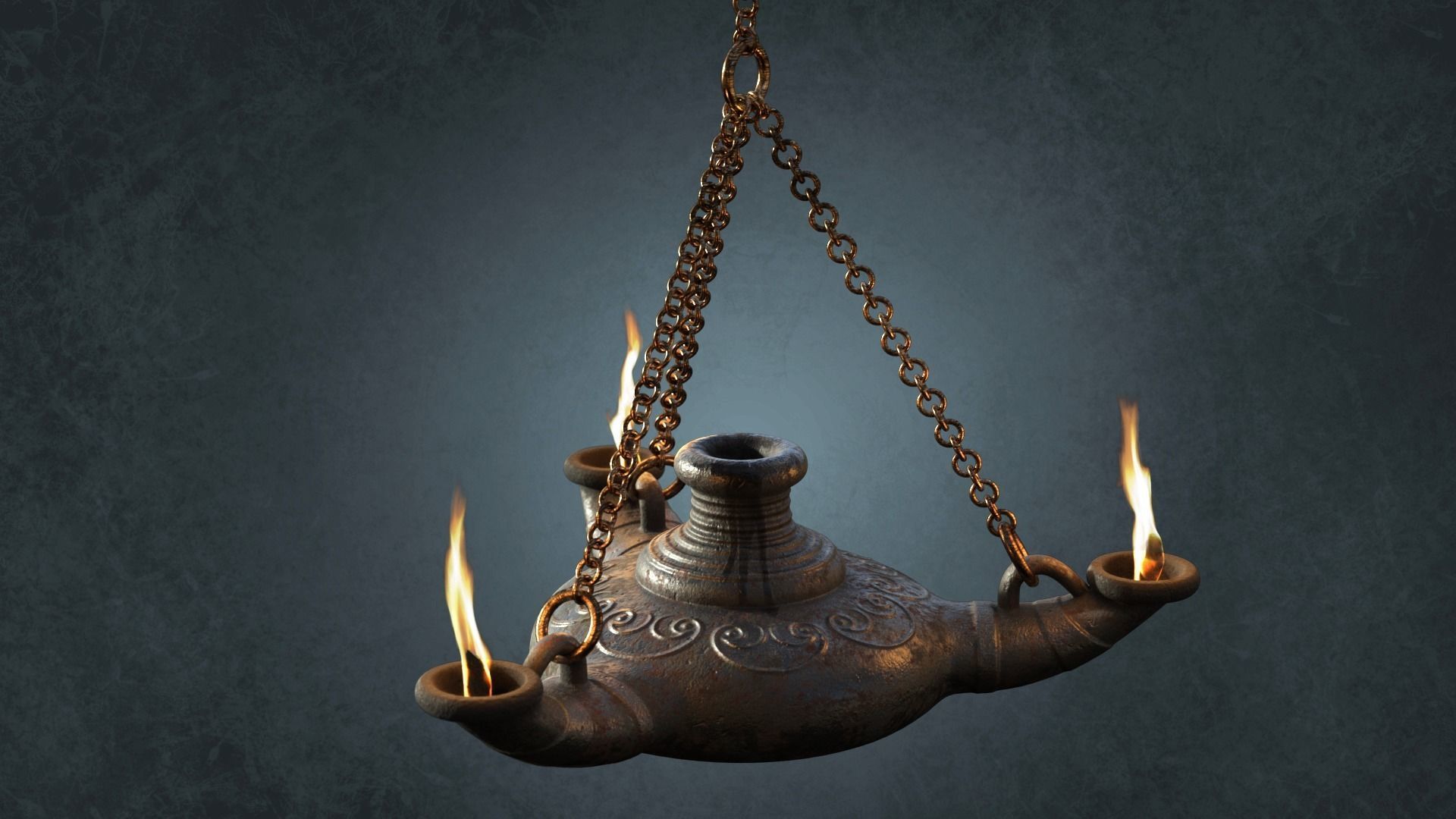 Ancient Oil Lamp Low-poly 3D model_4