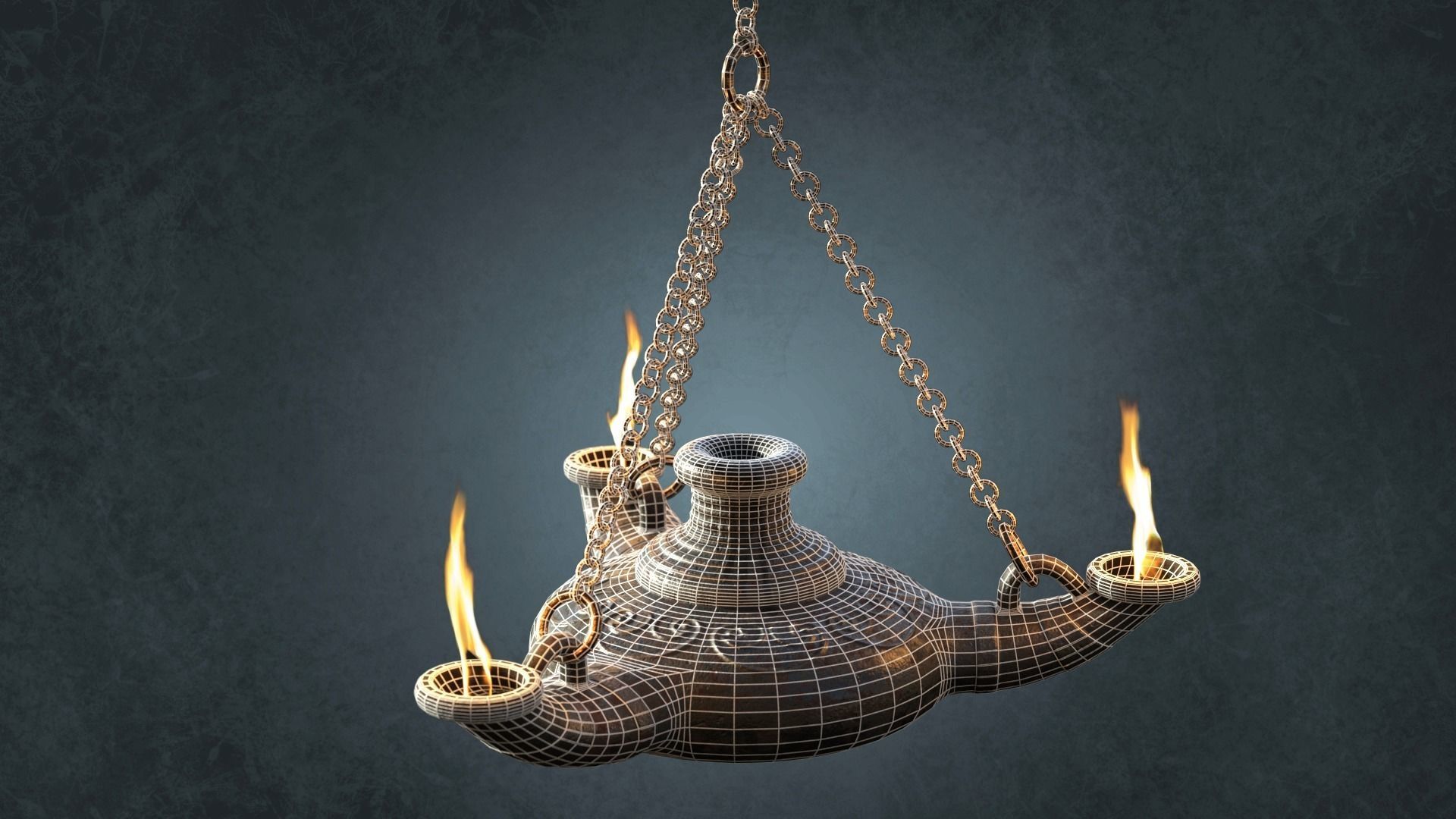 Ancient Oil Lamp Low-poly 3D model_3