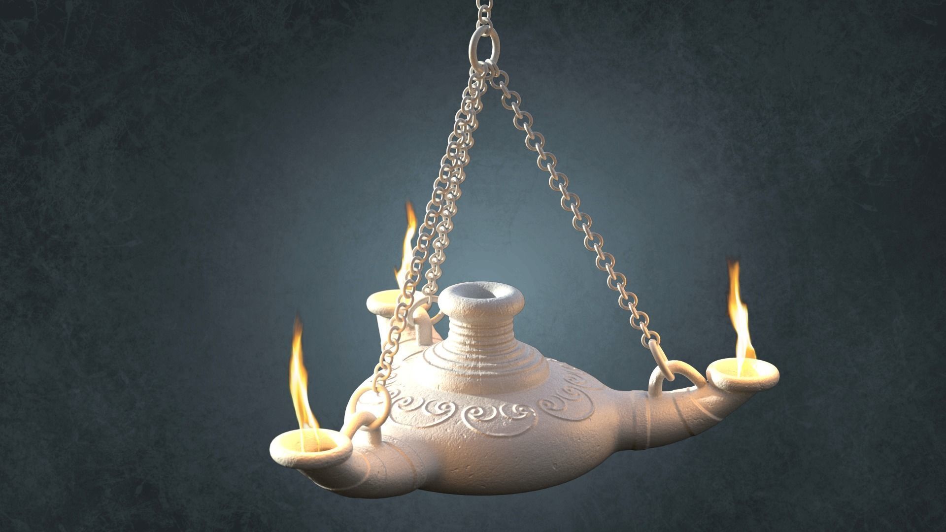 Ancient Oil Lamp Low-poly 3D model_2