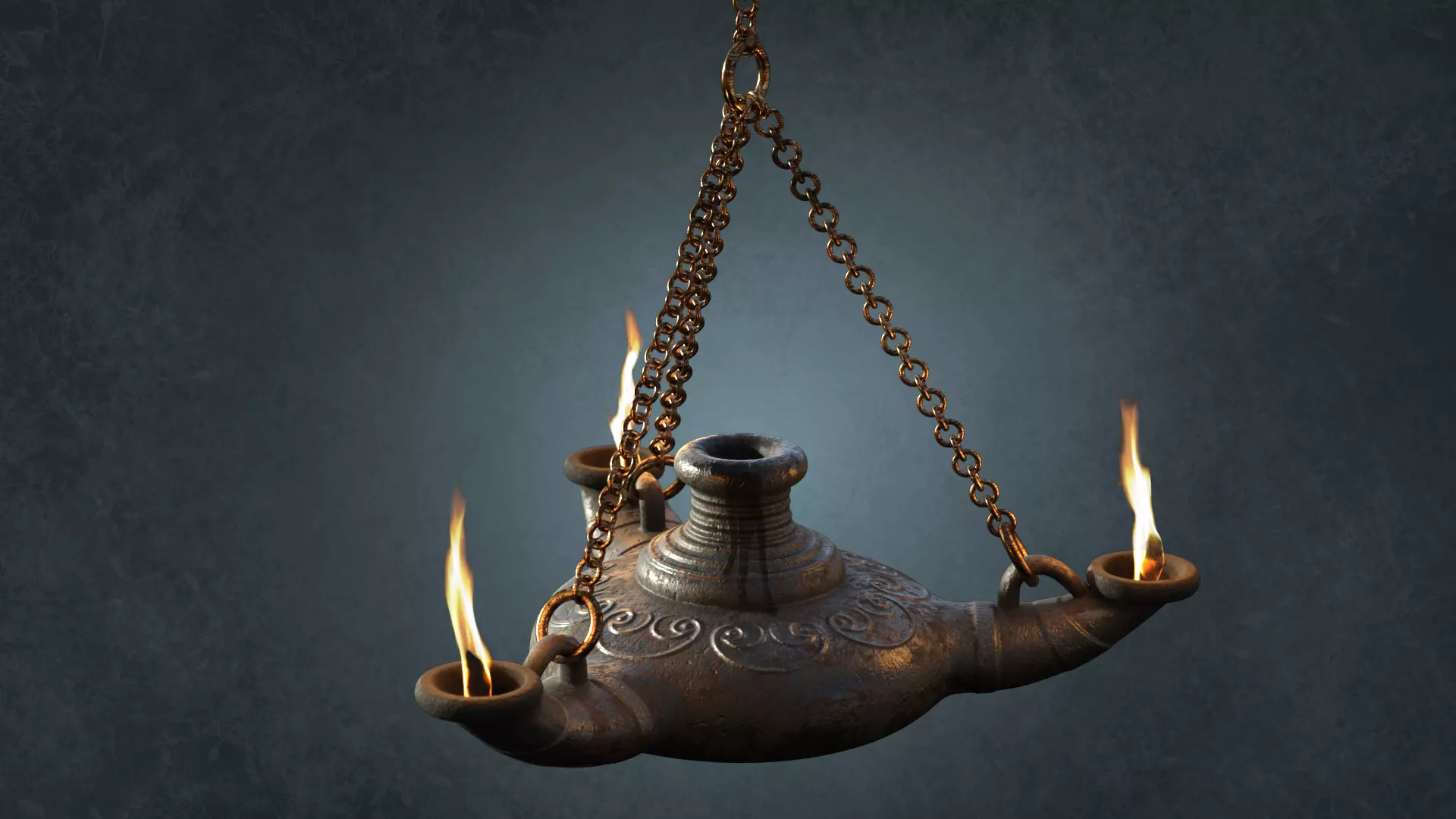 Ancient Oil Lamp Low-poly 3D model_0