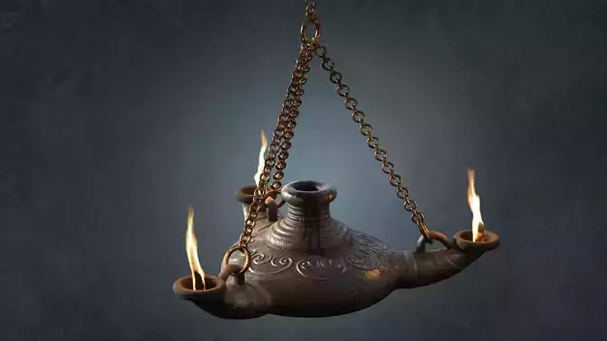 Ancient Oil Lamp Low-poly 3D model
