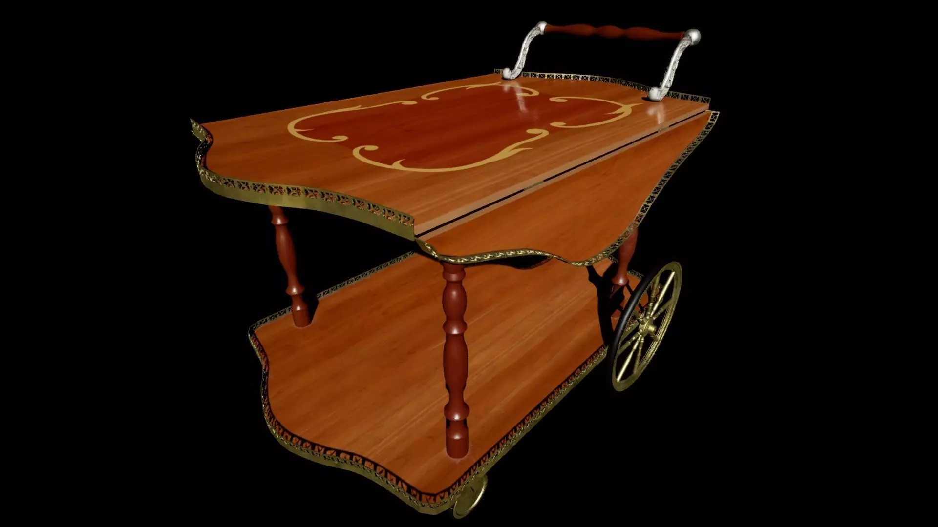 victorian wine cart 3D model