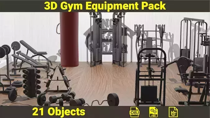 3D Gym Equipment Pack 3D model