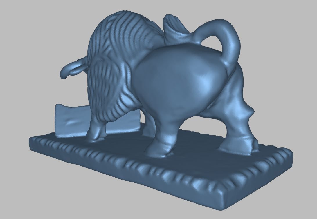 Wooden hand carved bull 3d print ready 3D model_11