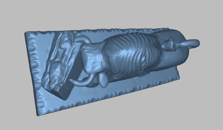 Wooden hand carved bull 3d print ready 3D model_13