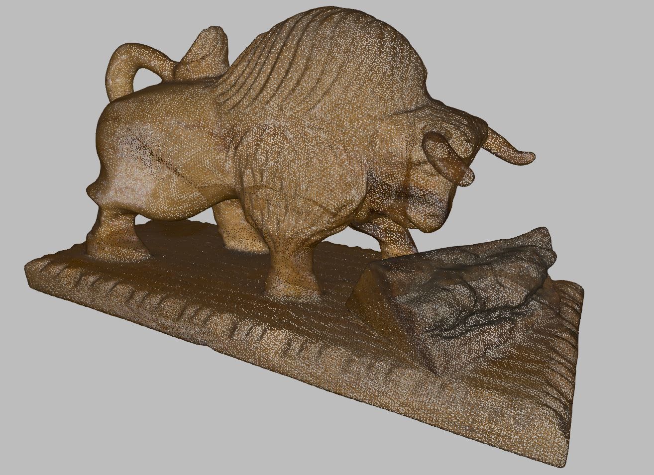 Wooden hand carved bull 3d print ready 3D model_14