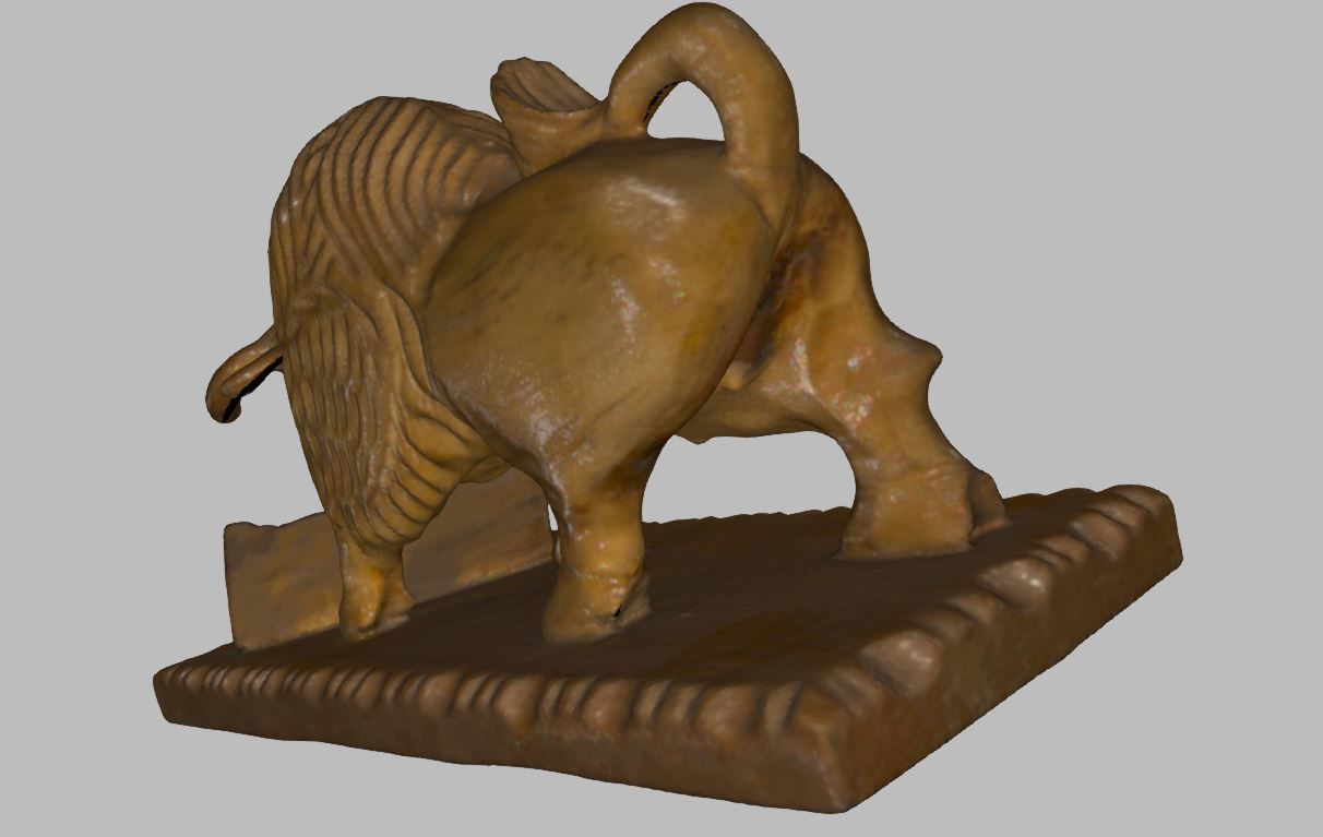 Wooden hand carved bull 3d print ready 3D model_5