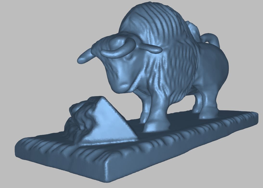 Wooden hand carved bull 3d print ready 3D model_10