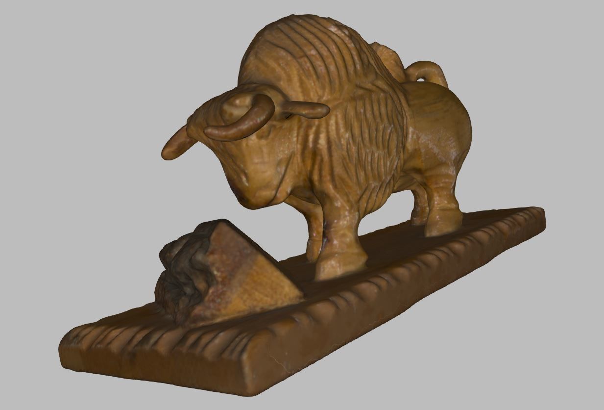 Wooden hand carved bull 3d print ready 3D model_4