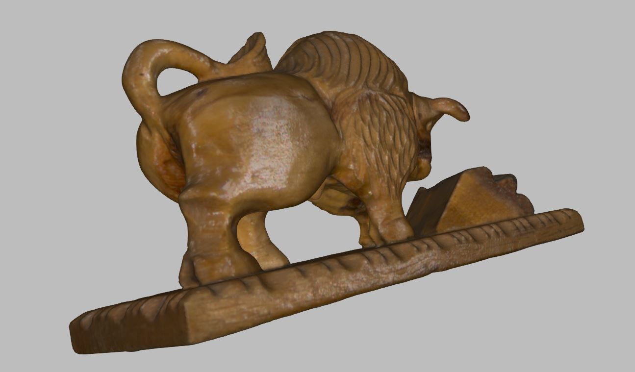 Wooden hand carved bull 3d print ready 3D model_6